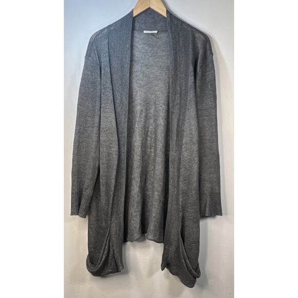 Eileen Fisher 100% Linen Cardigan Sweater Womens Size XL Gray Front Pockets - Picture 1 of 8
